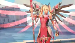 Overwatch menambahkan skin baru untuk Mercy dalam rangka kerjasama dengan Badan Kanker Payudara